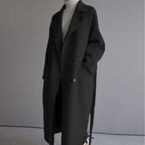 Longline Double-Breasted Wool Trench Coat
