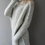 Oversized High Neck Sweater with Split Hem and Long Sleeves