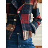 Plaid Button-Front Cropped Jacket with Side Pockets