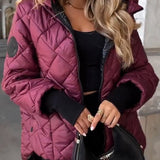Hooded Diamond-Quilted Puffer Jacket with Zip Front