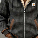 Women's Quilted Jacket with Hood Plush-Lined Collar and Zip Front