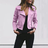 Fitted Cropped Moto Jacket with Asymmetric Zip and Pockets