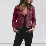 Fitted Cropped Moto Jacket with Asymmetric Zip and Pockets