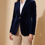 Tailored Velvet Blazer with Button Front