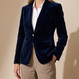 Tailored Velvet Blazer with Button Front