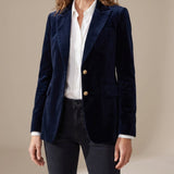 Tailored Velvet Blazer with Button Front