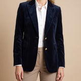 Tailored Velvet Blazer with Button Front