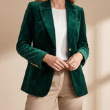 Tailored Velvet Blazer with Button Front