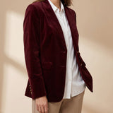 Tailored Velvet Blazer with Button Front