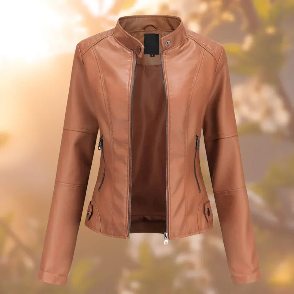 Women's Slim-Fit Faux Leather Moto Jacket