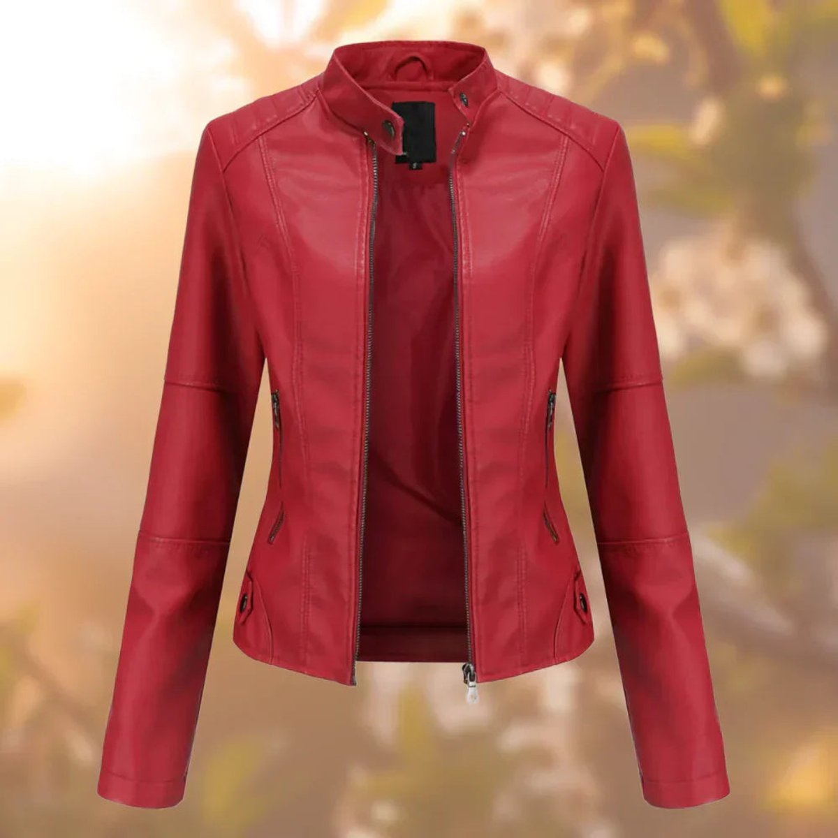 Women's Slim-Fit Faux Leather Moto Jacket
