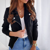 Cropped Moto Jacket with Asymmetric Zip and Flap Pocket