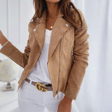 Cropped Moto Jacket with Asymmetric Zip and Flap Pocket