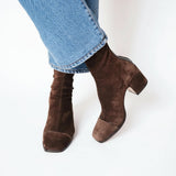 Block-Heel Ankle Boots with Square Toe