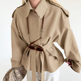 Shirt Collar Belted Trench Coat