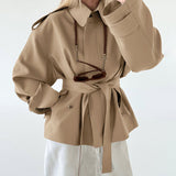 Shirt Collar Belted Trench Coat