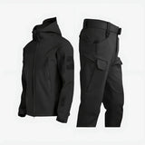 Men's Tactical Jacket and Cargo Pants Two Piece Set with Hooded Zip Front and Multiple Utility Pockets
