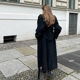 Double-Breasted Wool Trench Coat with Belt and Lapel Collar