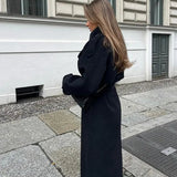 Double-Breasted Wool Trench Coat with Belt and Lapel Collar