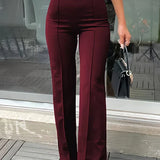 High-Waisted Flared Pants with Front Seam