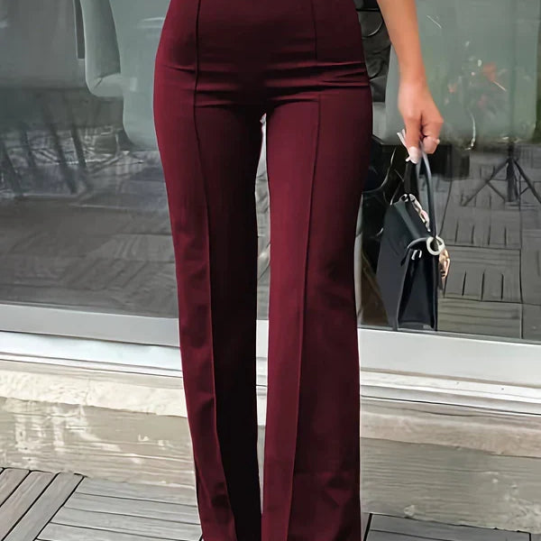 High-Waisted Flared Pants with Front Seam