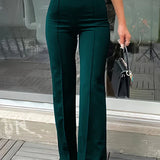 High-Waisted Flared Pants with Front Seam