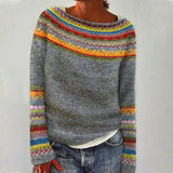 Multicolor Knit Sweater with Crew Neck