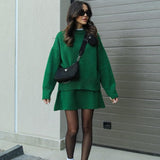 Oversized Knit Sweater Two-Piece Skirt Set