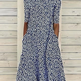 A-Line Floral Print Midi Dress with Pockets